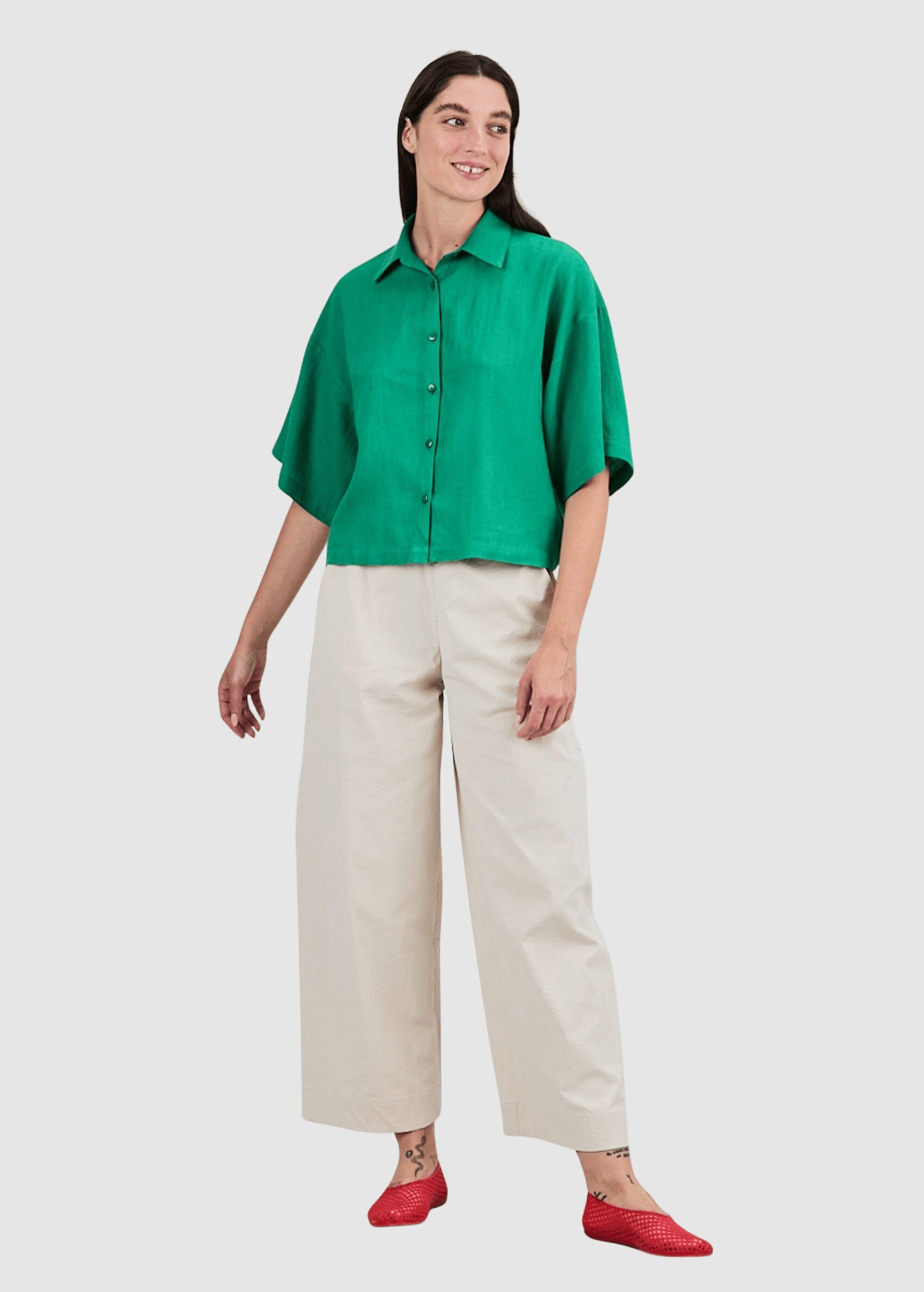 Boxy Squared Blouse Green Boxy Squared Blouse Green