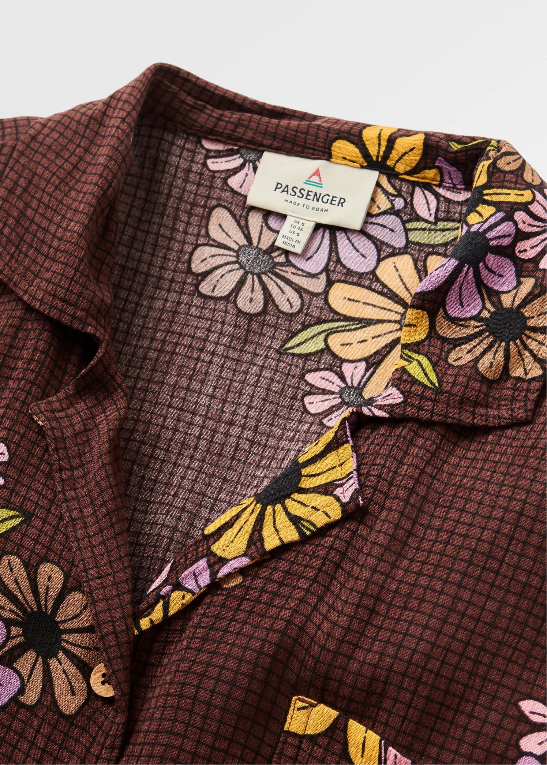 Arden Short Sleeve Shirt Eco Vero Floral Grid Espresso Arden Short Sleeve Shirt Eco Vero Floral Grid Espresso
