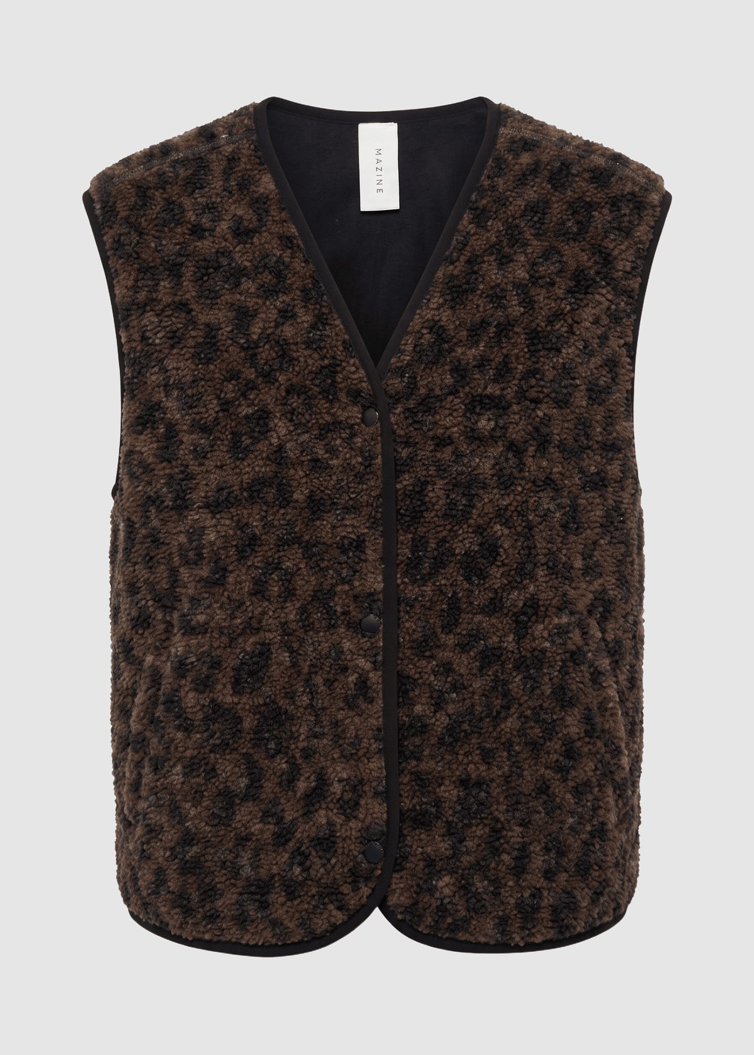 Printed Teddy-Fleece Vest Chocolate Brown Printed