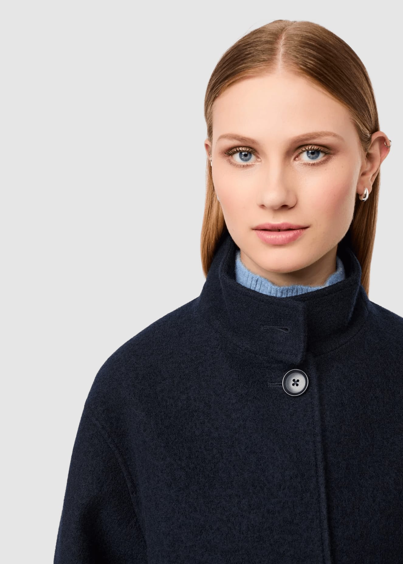 Kurzer Mantel Aus Walk Mit Membran Navy