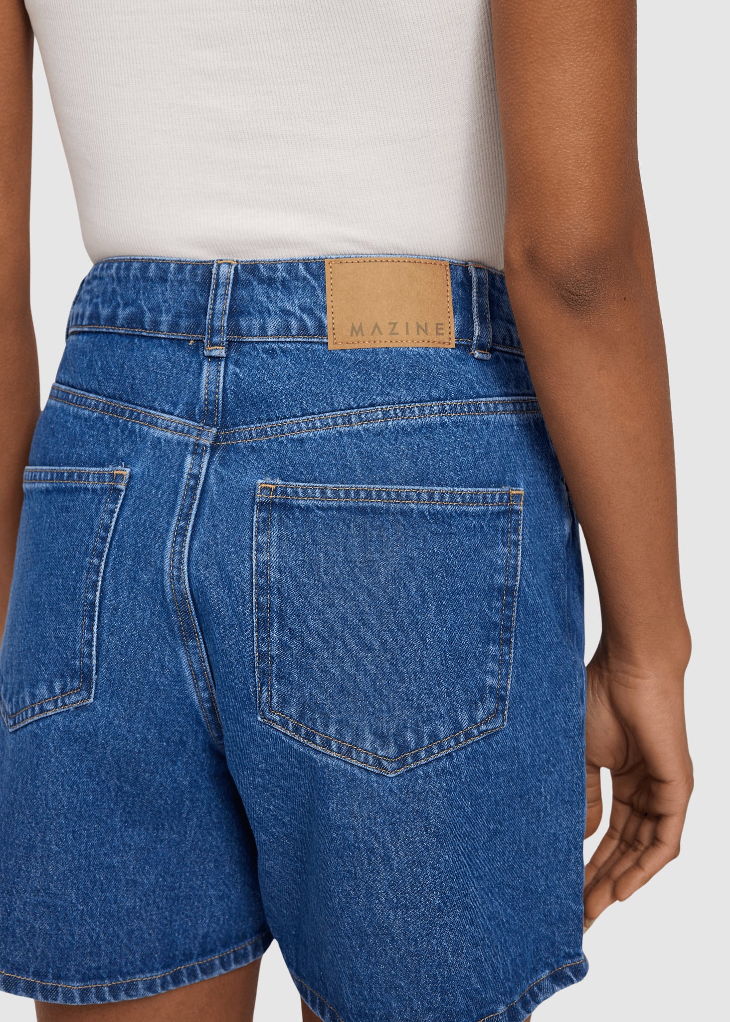 Denim Shorts Mid Blue Wash Denim Shorts Mid Blue Wash