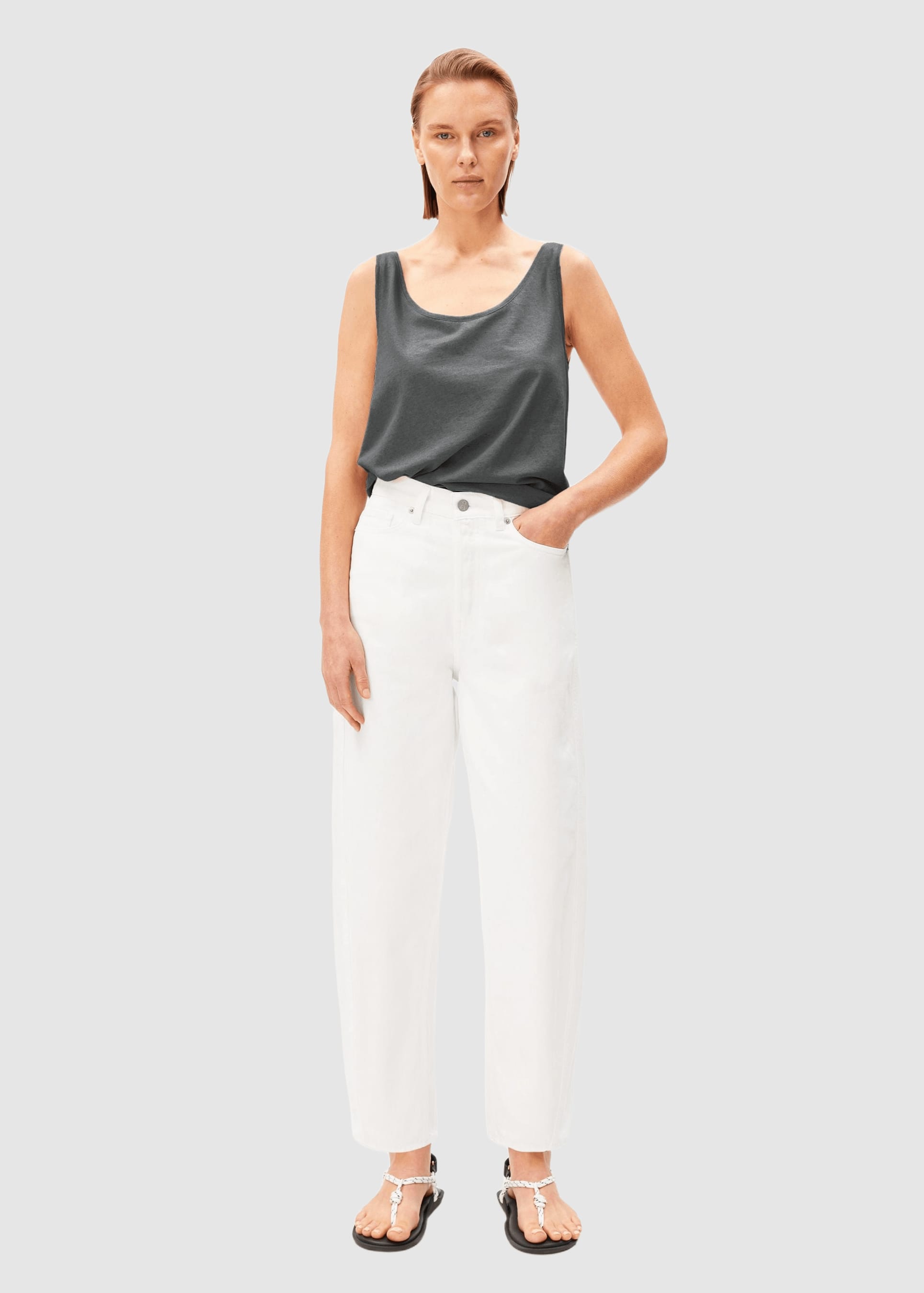 Linen Blend Top Space Steel Linen Blend Top Space Steel