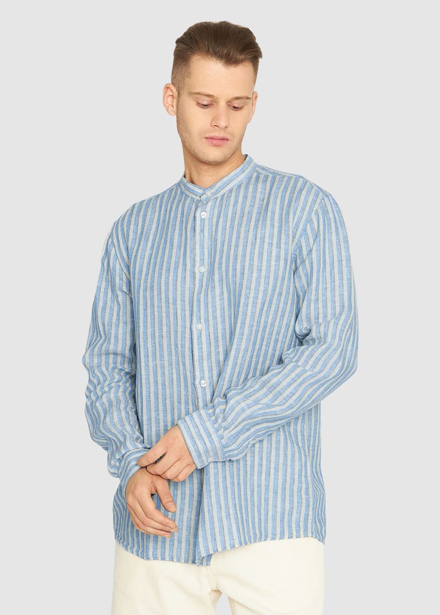 Long Sleeve Striped Linen Custom Fit Shirt Long Sleeve Striped Linen Custom Fit Shirt