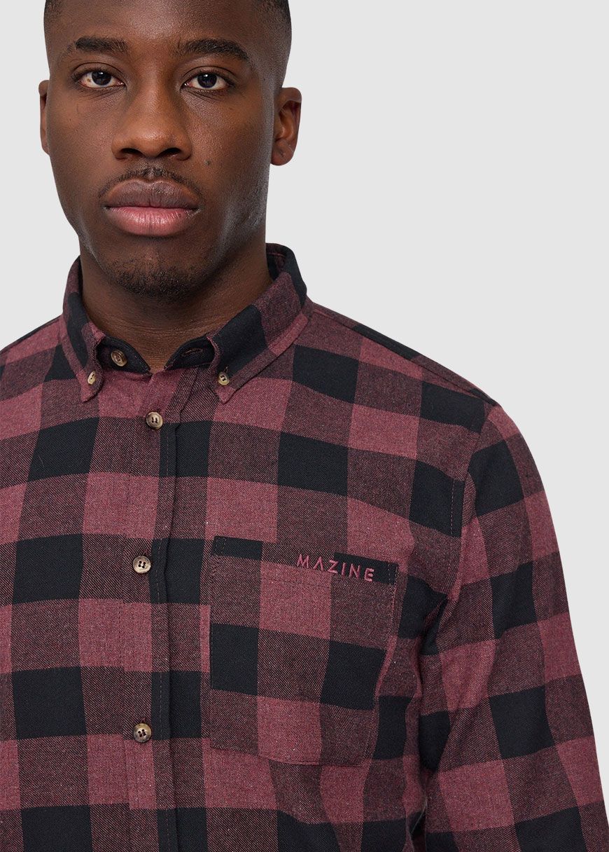 mazine_checked_flannel_shirt_AW_25_MAZ_25302505_Eggplant_Black_Mel_5_36182e9fed Checked Flannel Shirt