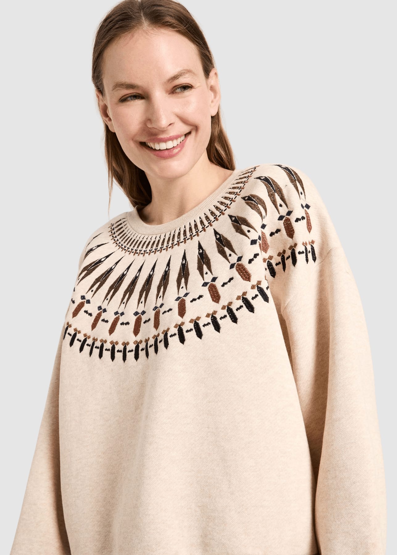 lanius-koeln-statementsweatshirt-creme-melange-brown-2.jpeg Statementsweatshirt Creme Melange/ Brown
