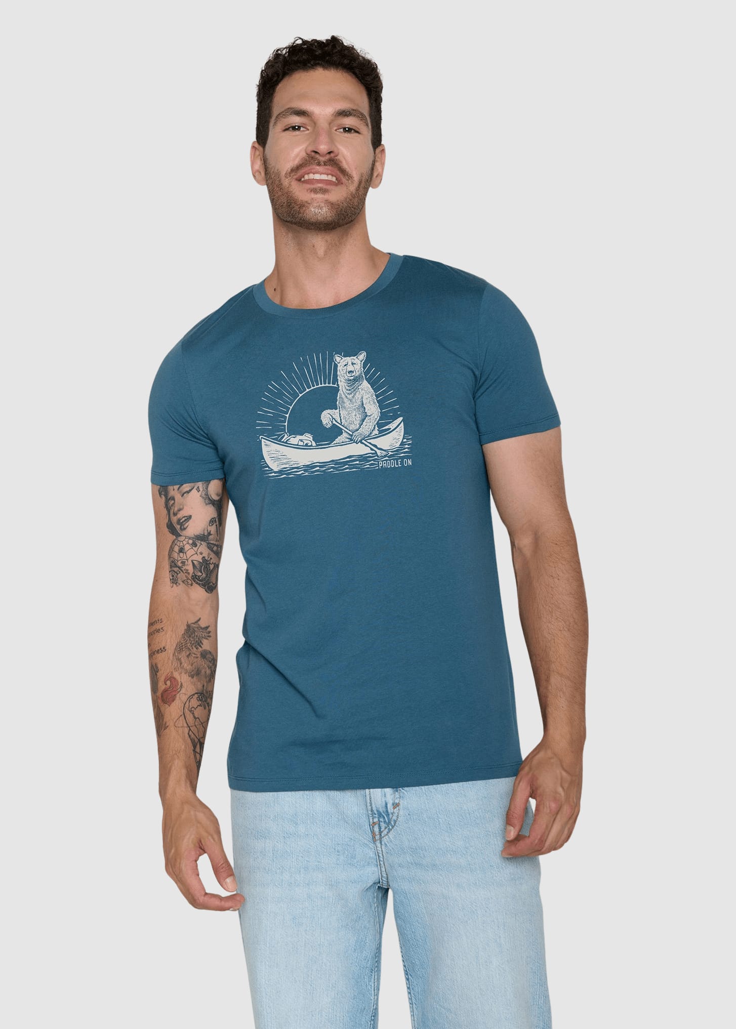 Bear Canoe Guide T-Shirt Tidal Blue