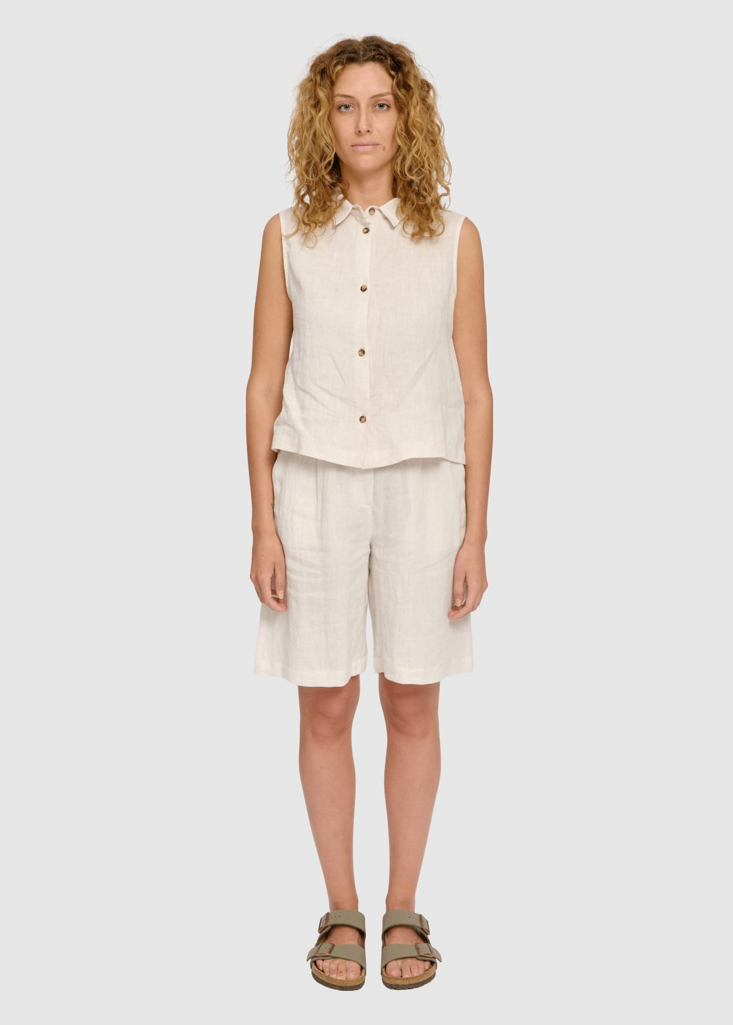 Sleeveless Linen Shirt Moon