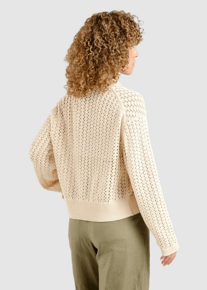 Knitted Cardigan Rosendal Crochet Vanilla White Whitecap Gray Knitted Cardigan Rosendal Crochet Vanilla White Whitecap Gray