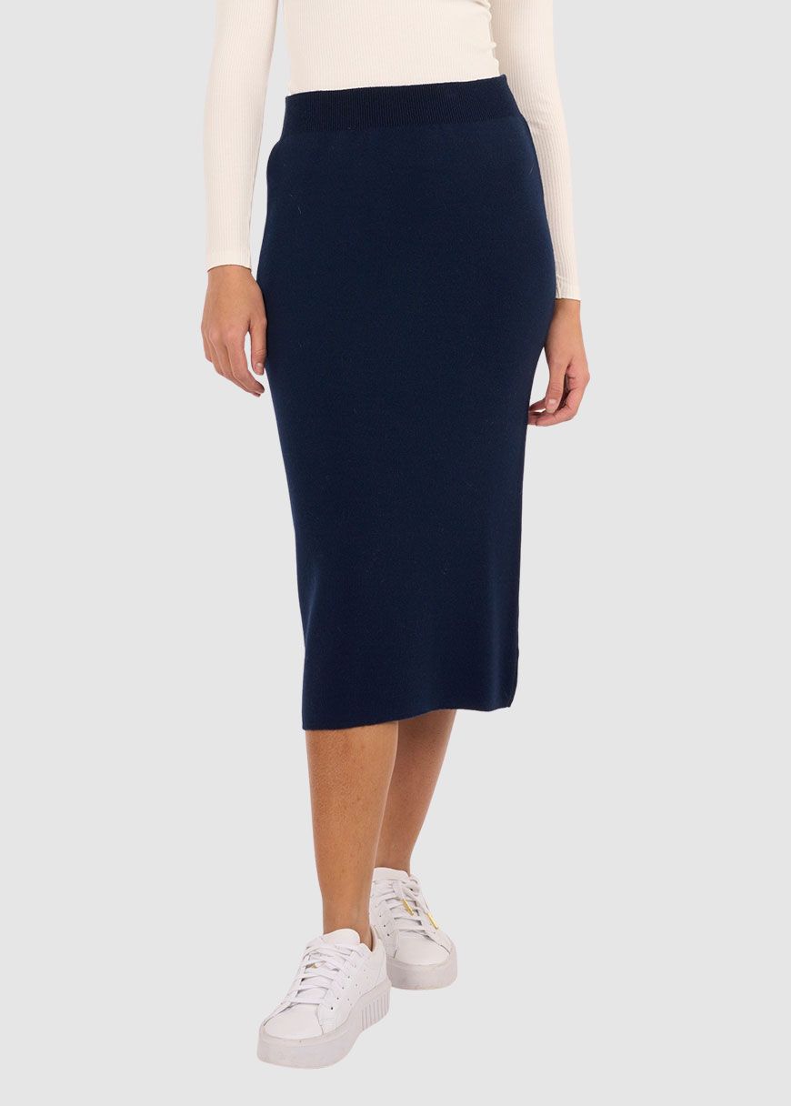 Mid Length Merino Knit Skirt