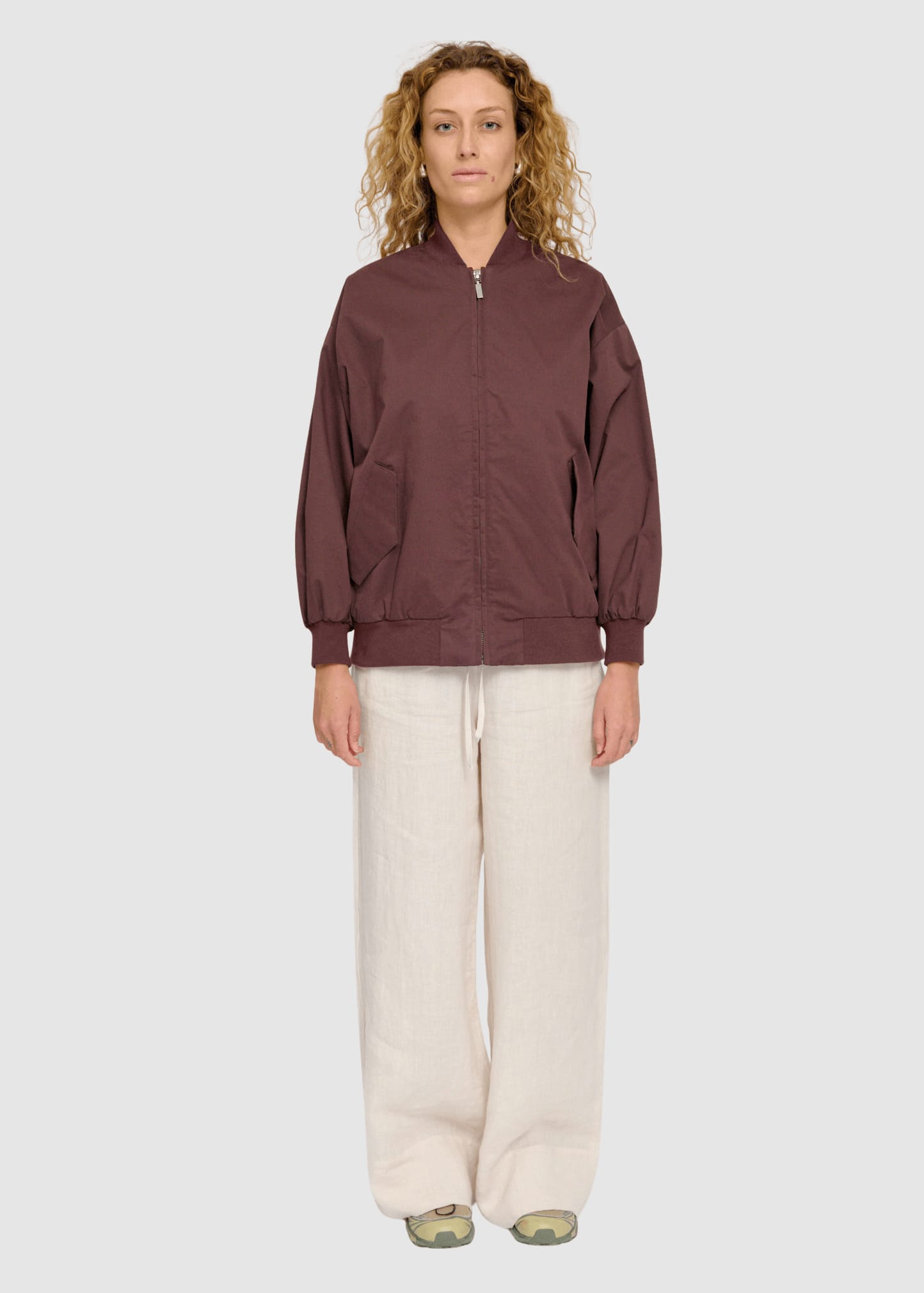 Loose Fit Cotton Bomber Dark Chocolate