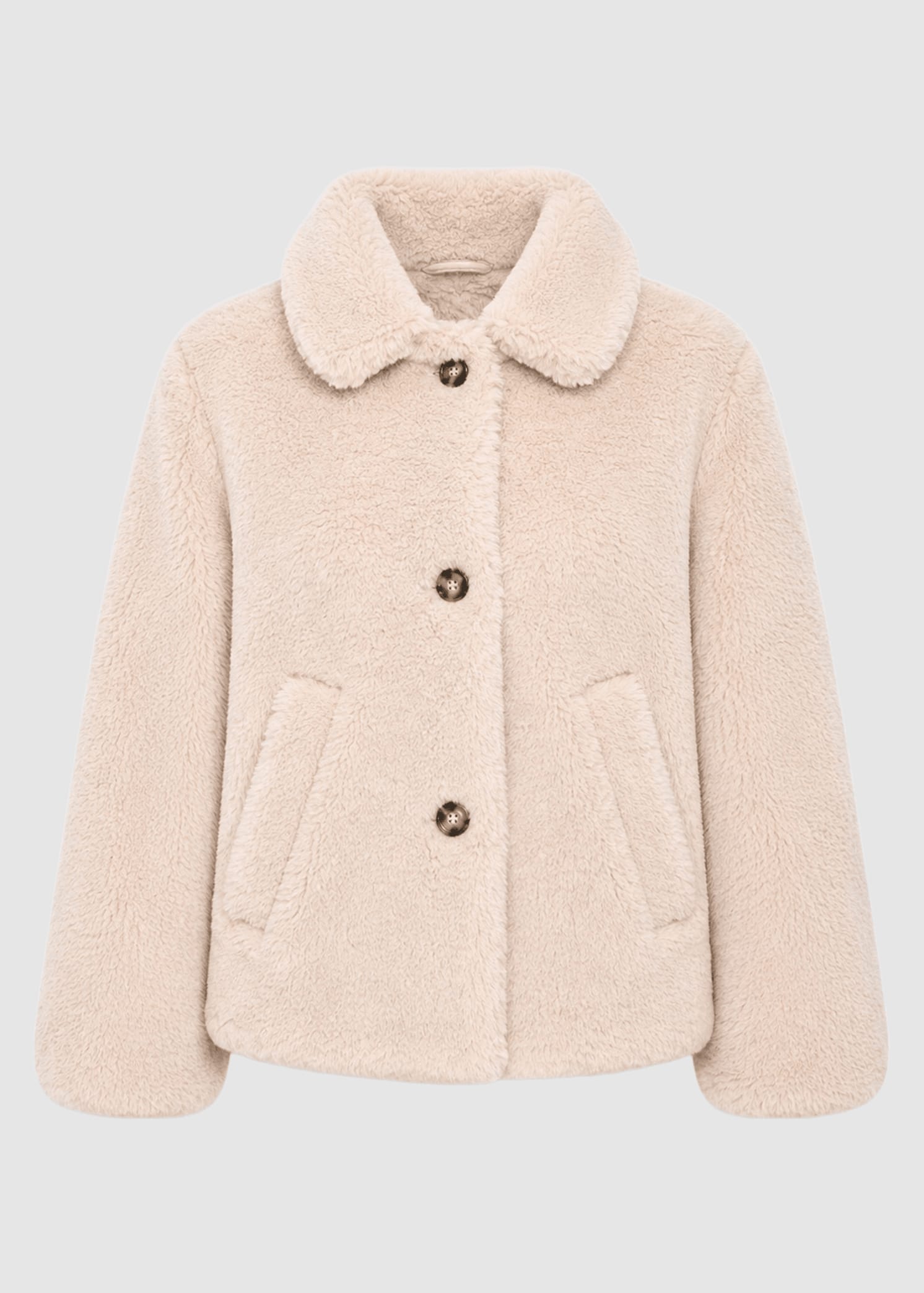 Faux-Fur Button Jacket Natural