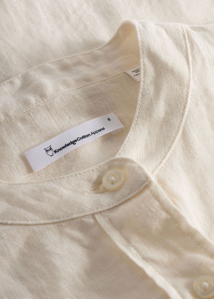 Collar Stand Short Sleeve Linen Shirt