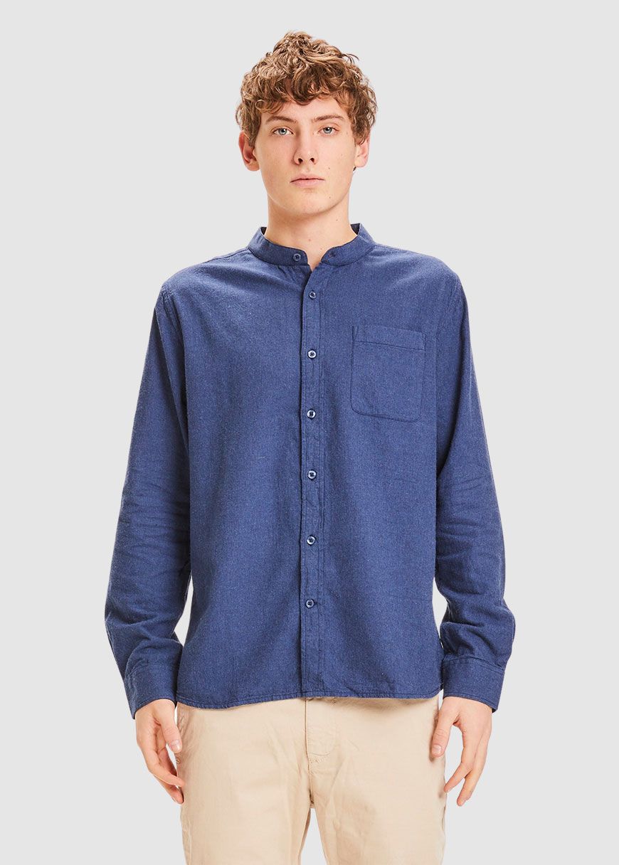 Melangé Flannel Stand Collar Custom Fit Shirt