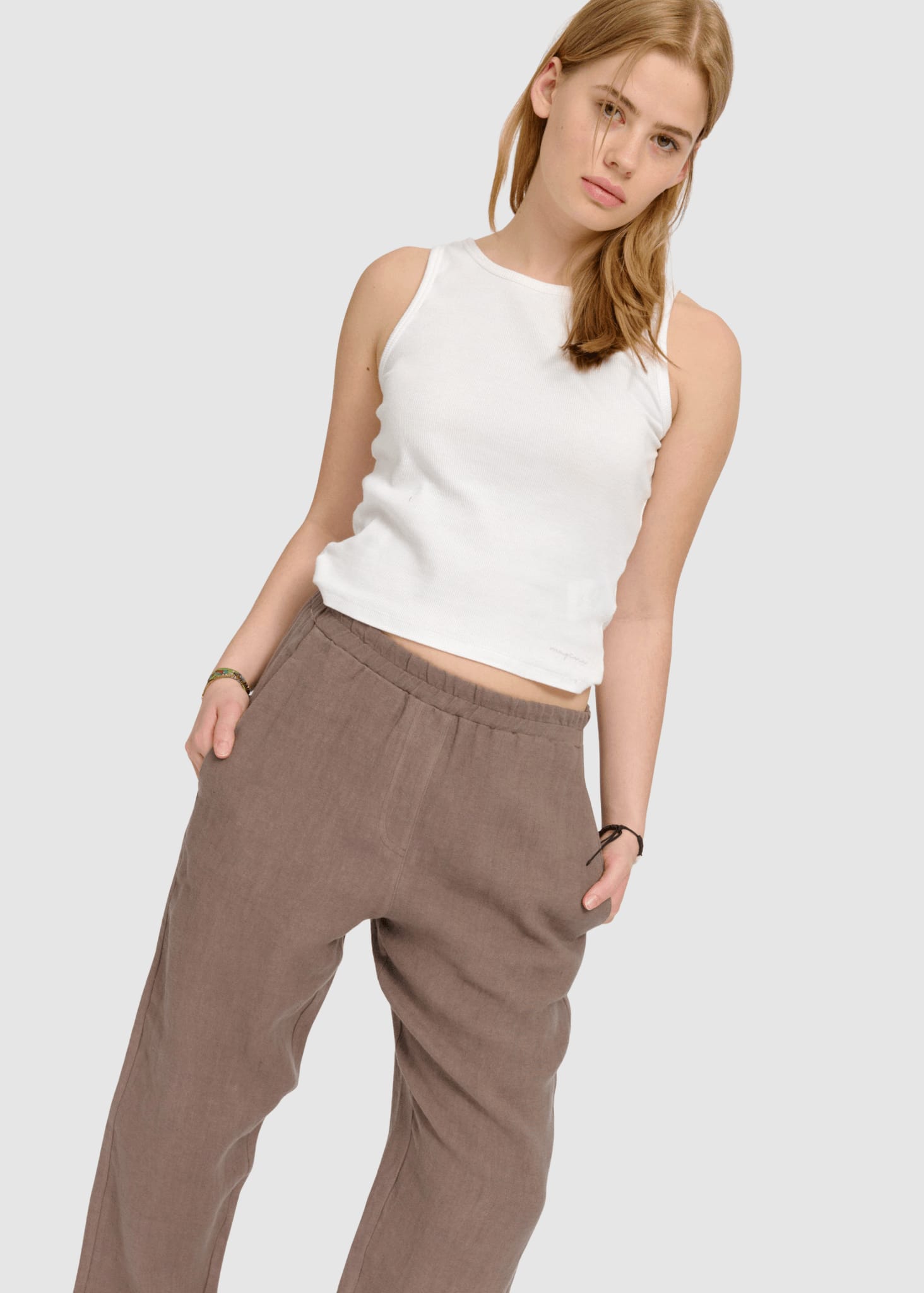 Straight Leg Linen Pants Grey Brown Straight Leg Linen Pants Grey Brown