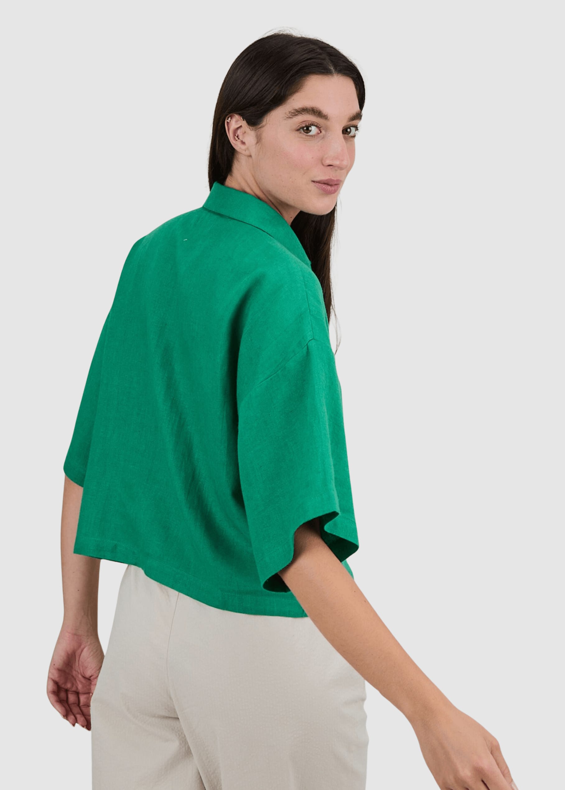 Boxy Squared Blouse Green Boxy Squared Blouse Green