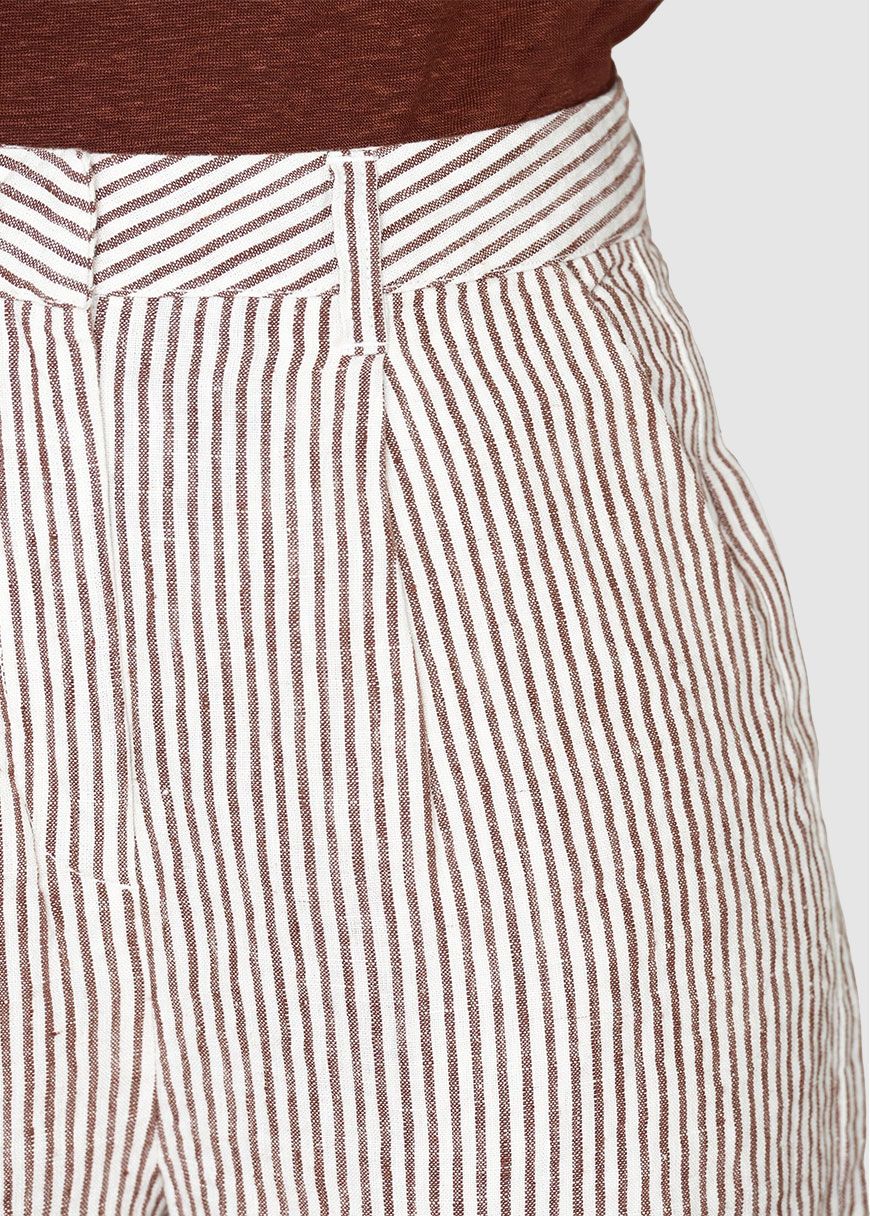 Posey Wide High-Rise Striped Linen Shorts Posey Wide High-Rise Striped Linen Shorts