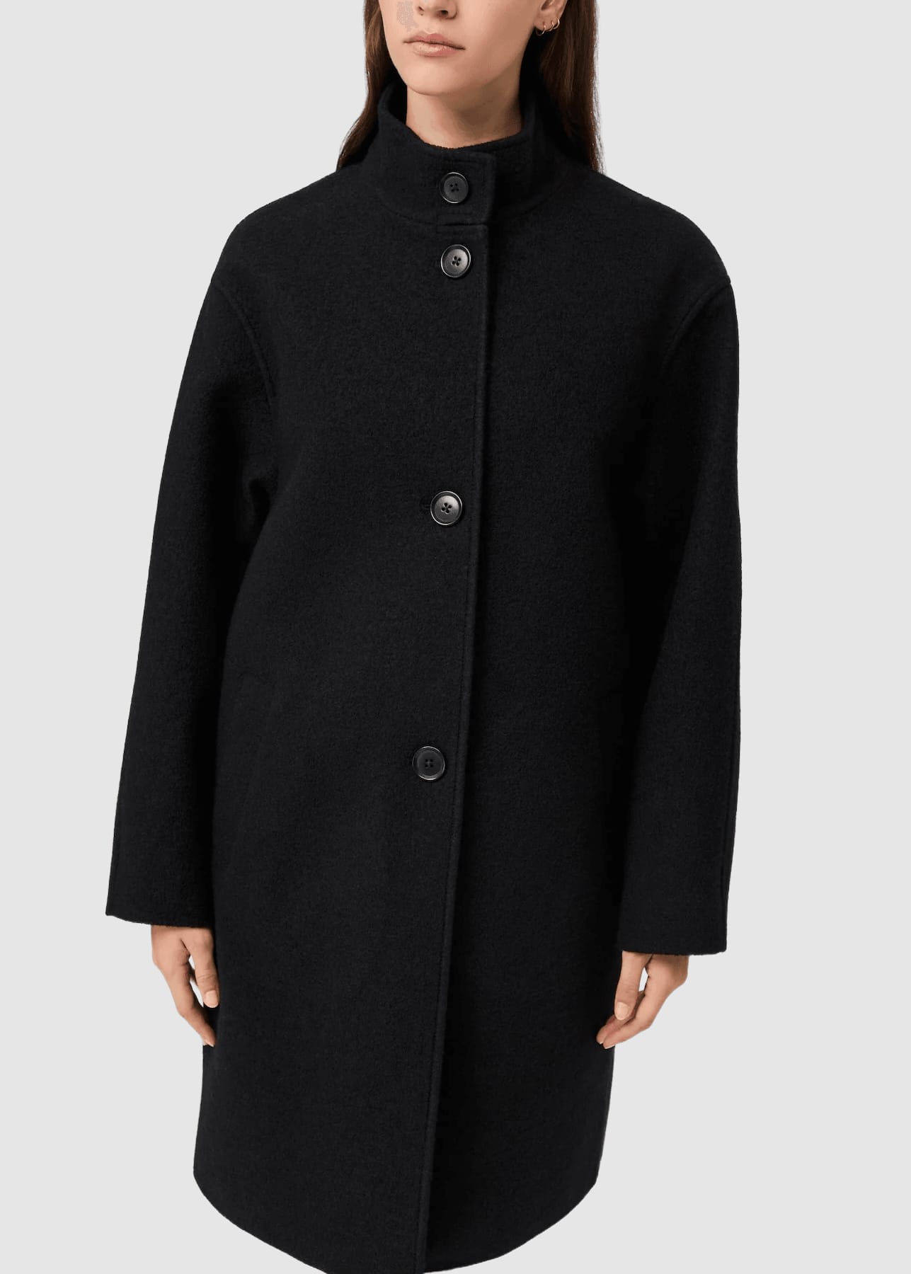 Kurzer Mantel Aus Walk Mit Membran Black
