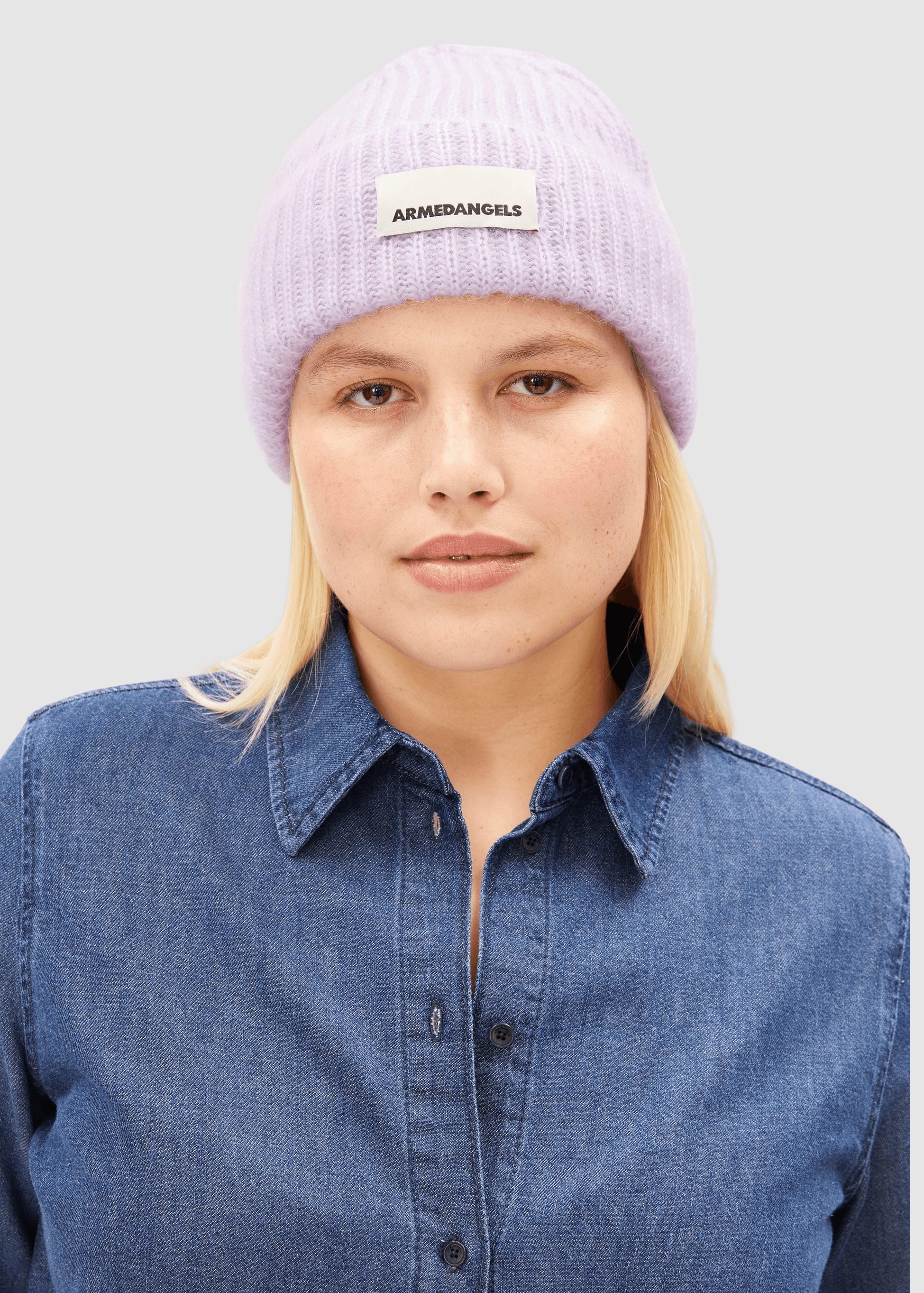 Mohair Blend Knit Hat W Moonlit Lilac