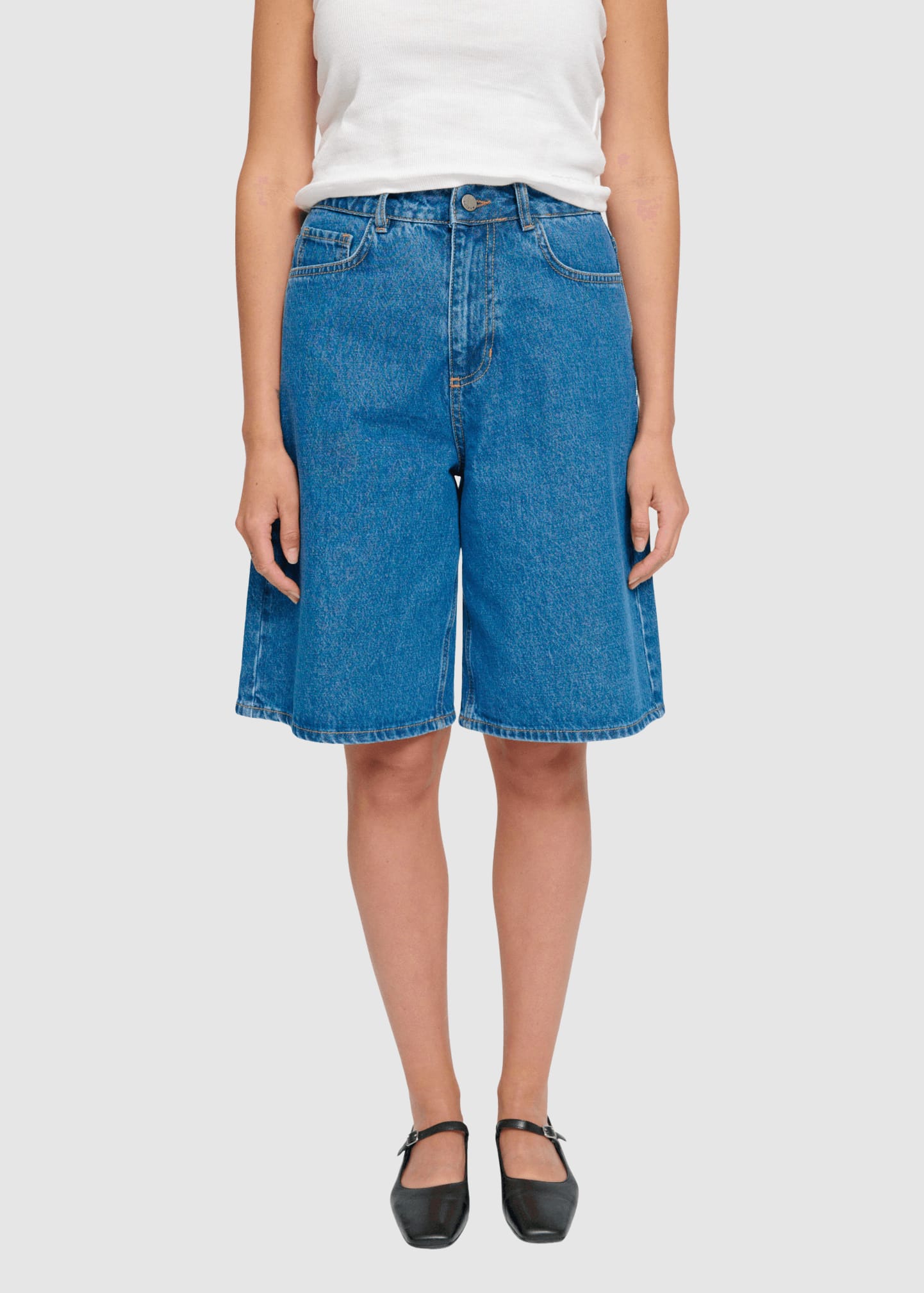 Denim Bermuda Shorts Mid Blue Wash