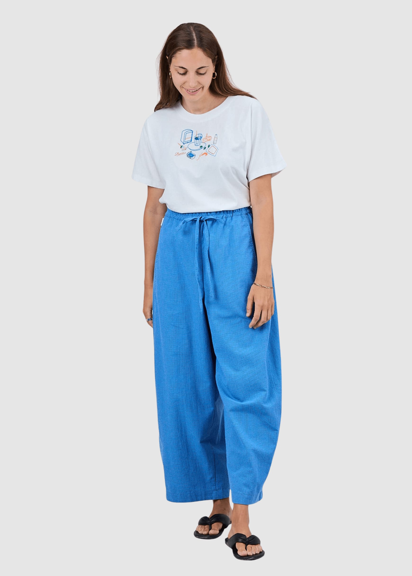 Checks Balloon Pants Blue Checks Balloon Pants Blue