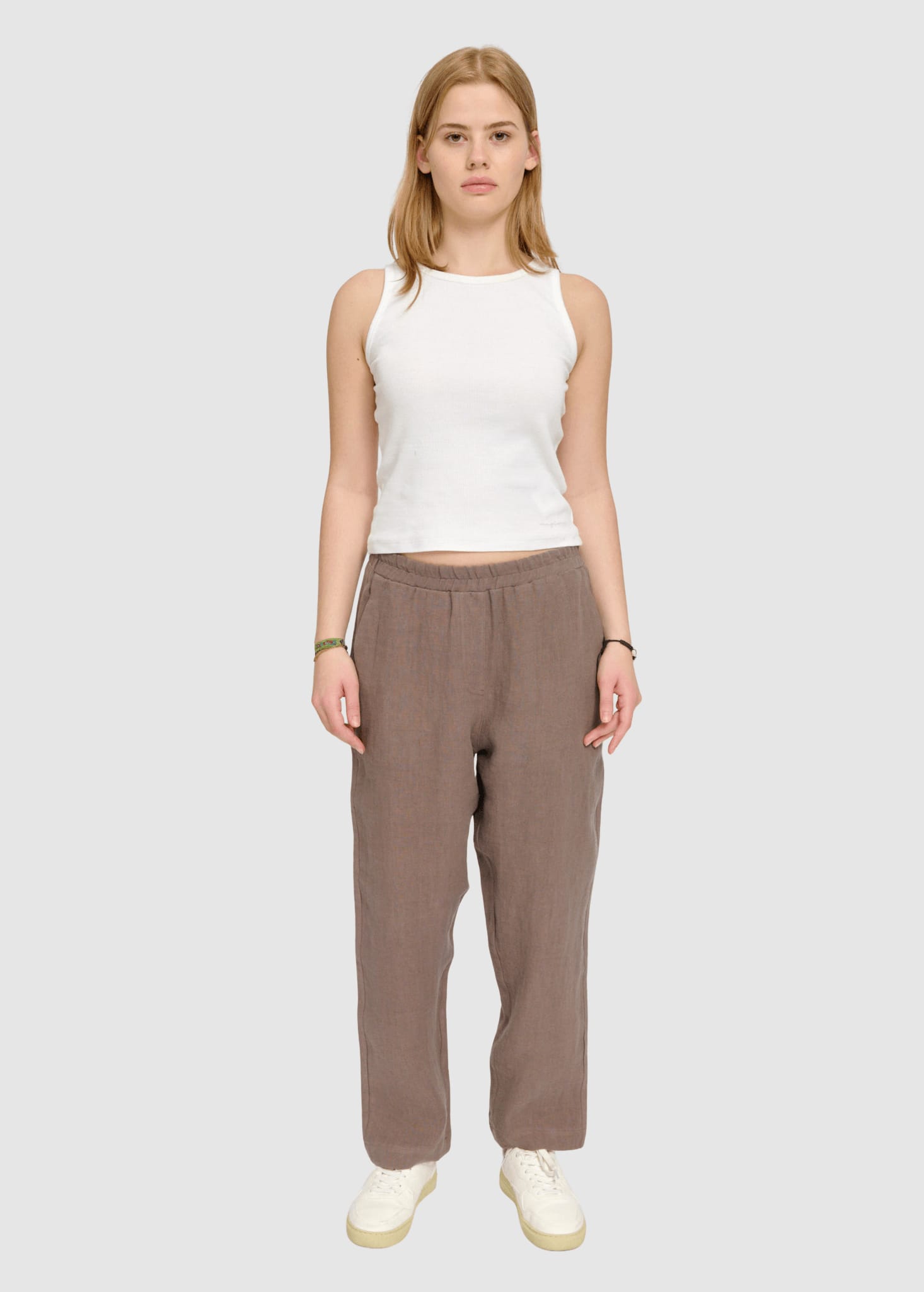 Straight Leg Linen Pants Grey Brown Straight Leg Linen Pants Grey Brown