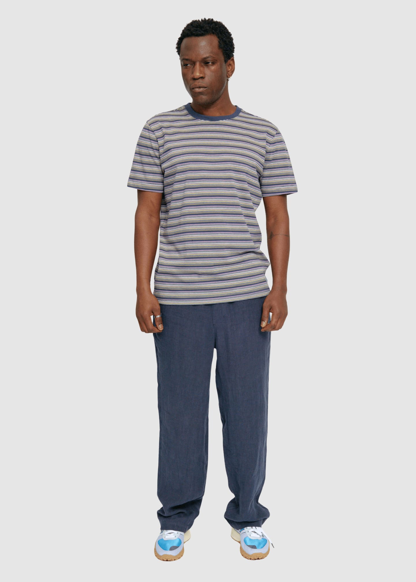 Retro Striped T-Shirt Blue Night Multicolor Retro Striped T-Shirt Blue Night Multicolor