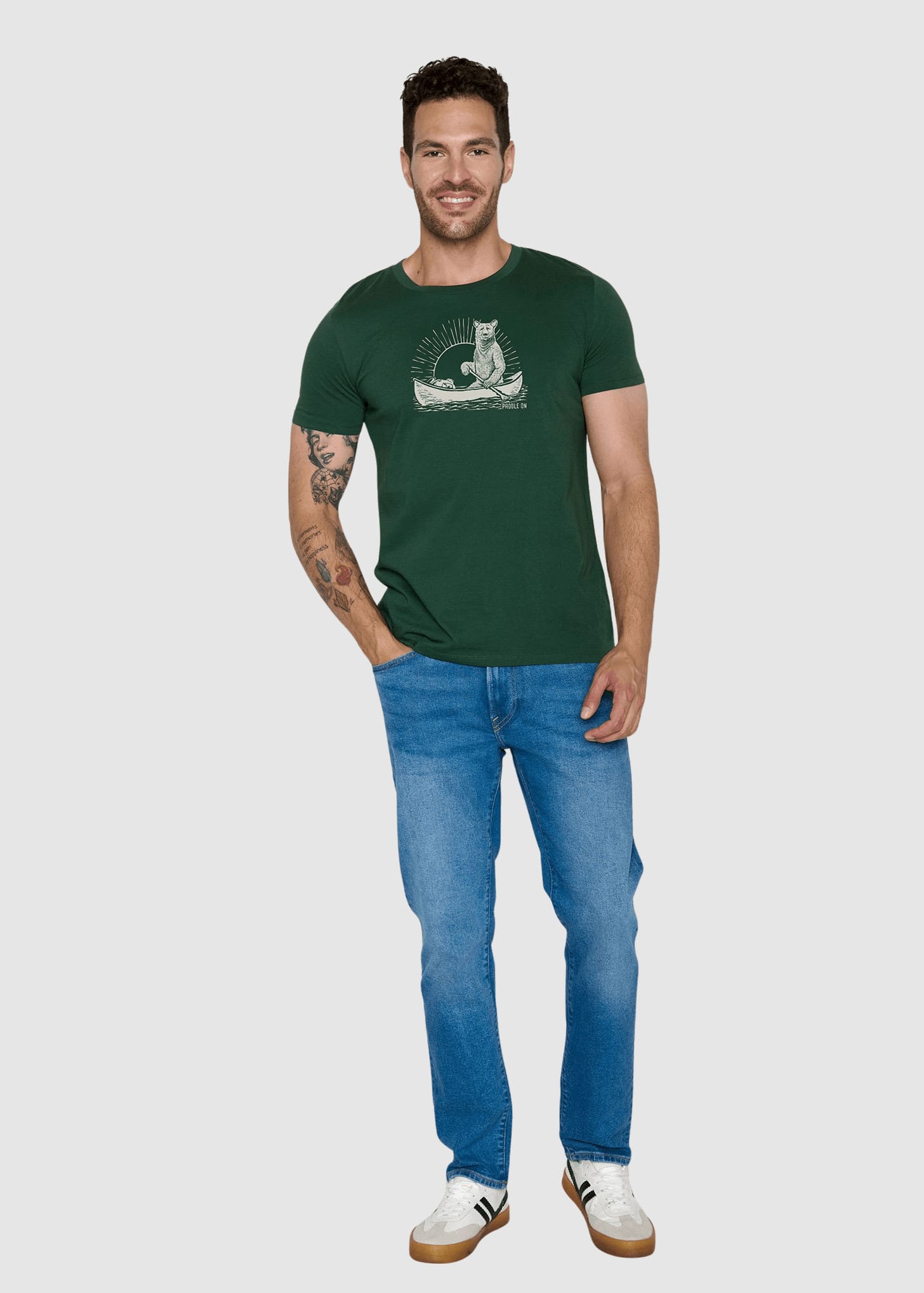 Bear Canoe Guide T-Shirt Bottle Green