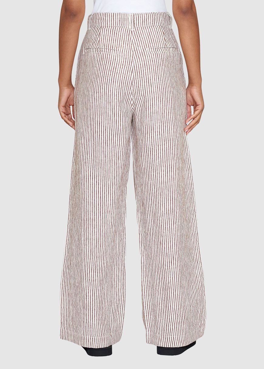 Posey Wide Mid-Rise Striped Linen Pants
